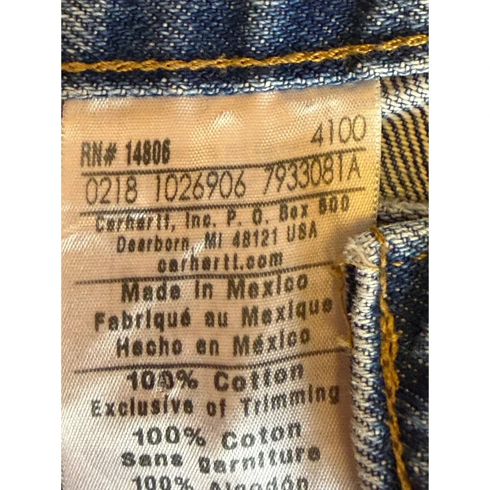 Carhartt Mens Relaxed Fit Straight Leg Jeans Medium Wash Blue Distressed 37x32
